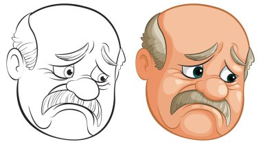 Two faces showing different sad expressions clipart