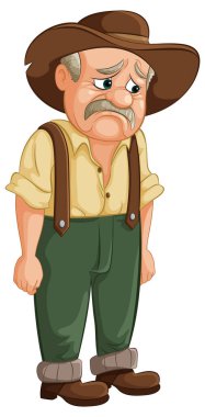 Çizgi film kovboyu hüzünlü bir ifadeyle ayakta.