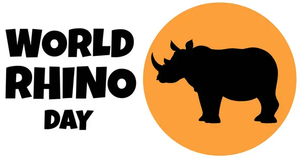 Silhouette Rinoceronte Sullo Sfondo Arancione — Vettoriale Stock