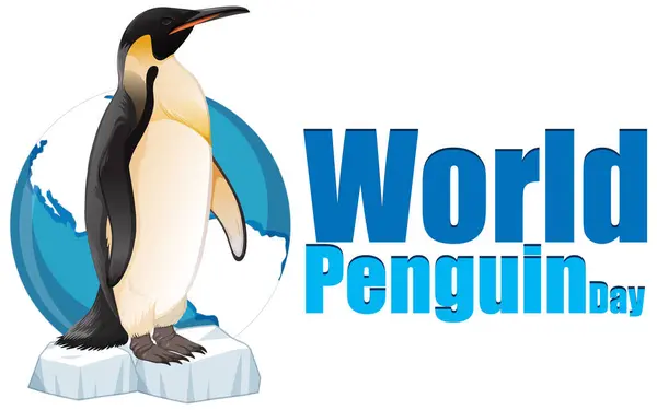 Penguin Står Med Global Bakgrund — Stock vektor