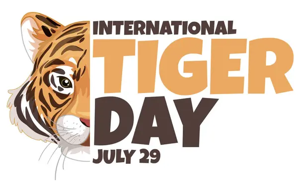 Vektor Ilustrasi Untuk Hari Harimau Internasional Juli Stok Ilustrasi 