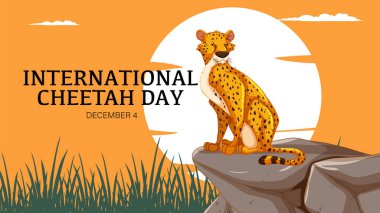 Uluslararası Çita Günü 'nde bir çitanın vektör illüstrasyonu.
