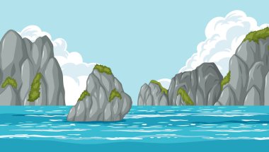 Huzurlu dağ gölü sahnesinin vektör çizimi