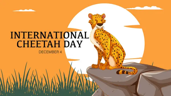 Vektorová Ilustrace Geparda Mezinárodní Den Gepardů Royalty Free Stock Ilustrace