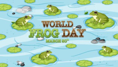 Nilüfer yapraklı kurbağalar.