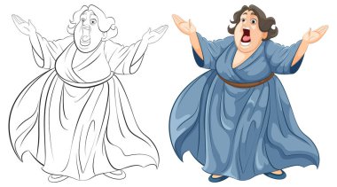 Tutkulu bir şekilde şarkı söyleyen bir şarkıcının renkli vektörü