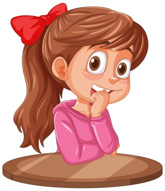 At kuyruklu, gülümseyen bir kız çizgi filmi.