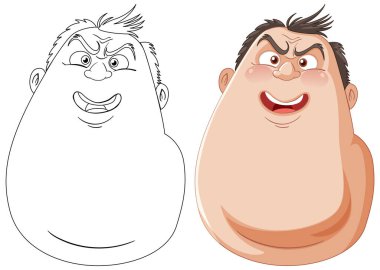 Farklı duygular gösteren iki çizgi film karakteri