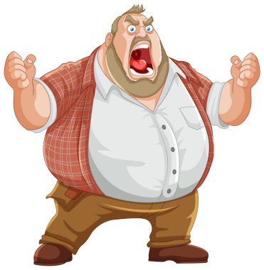 Öfkeyle bağıran bir adamın karikatürü