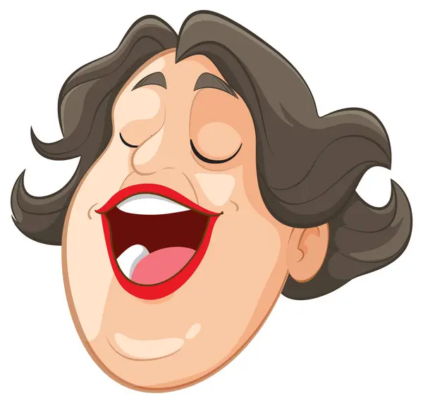 Vector Illustration Laughing Woman Face — Stock Vector