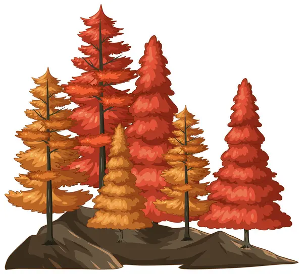 Tarzlı Bir Ormanda Renkli Sonbahar Ağaçları — Stok Vektör