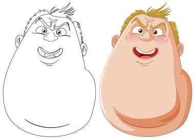 Farklı duygular gösteren iki çizgi film karakteri