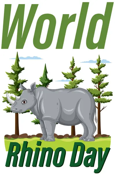 Vector Graphic Rhino World Rhino Day — Stock Vector