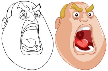 Ekstrem ifadeler gösteren iki çizgi film yüzü