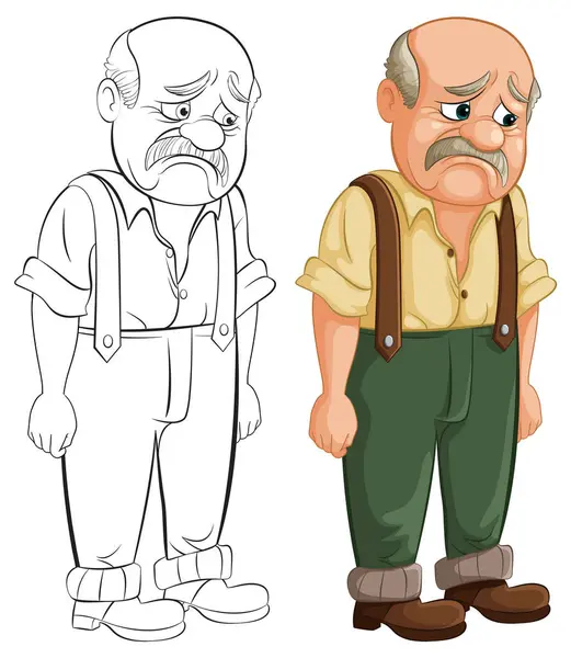 Illustration Dejected Elderly Man Standing — Stock Vector
