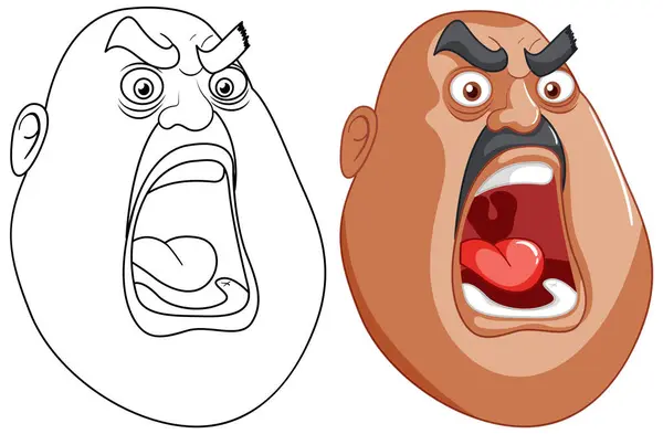 Cartoon Man Yelling Furious Expression — Stock Vector