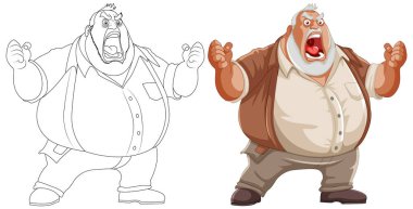 Öfkeli bir adamın yüksek sesle bağırdığı bir çizgi film.