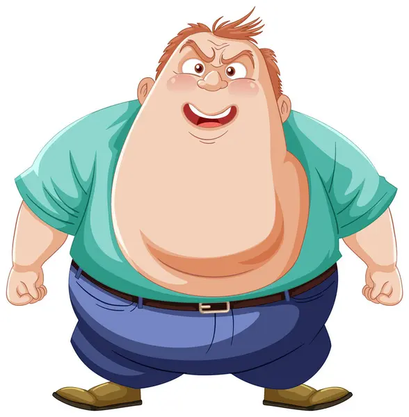 Vector Illustration Happy Overweight Man — Stock Vector