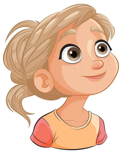 Vector Illustratie Van Een Vrolijk Jong Meisje Glimlachen — Stockvector