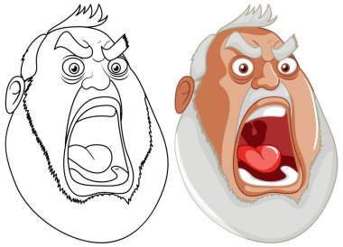 Siyah, beyaz ve renkli kızgın yüzler yan yana.