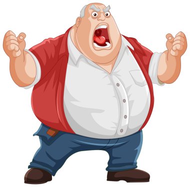 Öfke ve hüsran içinde bağıran bir adamın karikatürü.