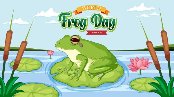 Vector Illustration Frog Celebrating World Frog Day — Stock Vector