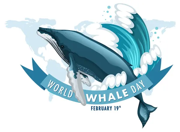 Vector Graphic Whale World Whale Day Banner — Stock Vector