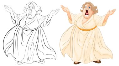 Şarkı söyleyen bir opera sanatçısının renkli ve çizgi sanatı