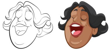 Çizgi sanatından renkli vektör karakterine