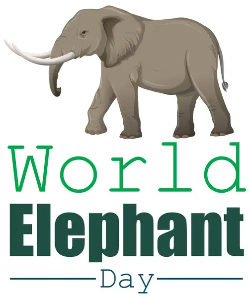 Ілюстрація Честь Глобальних Зусиль Збереження Слонів Векторна Графіка