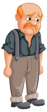 Yalnız duran üzgün, yaşlı bir adamın tasviri..