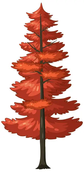 Vector Graphic Red Pine Tree Autumn — Stock Vector