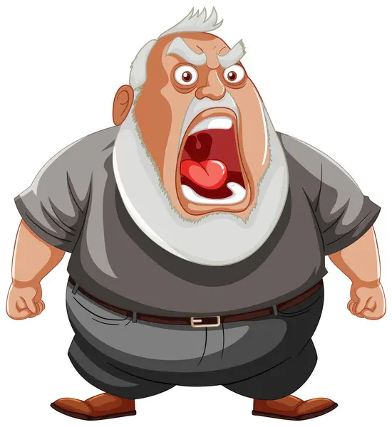 Illustration Furious Man Screaming Rage — Stock Vector
