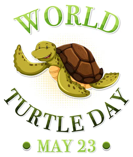 Glada Sköldpadda Grafik För World Turtle Day Händelse Stockvektor