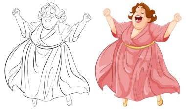 Dans eden mutlu bir kadının vektör çizimi