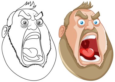 Öfkeyle bağıran bir adamın vektör çizimi