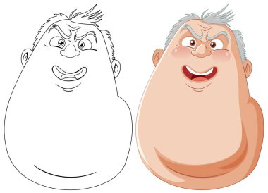 Farklı duygular gösteren iki çizgi film karakteri