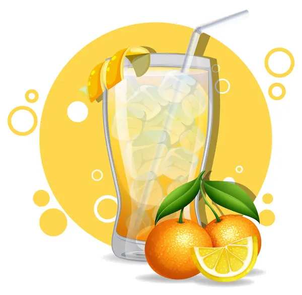 Vector Graphic Iced Lemonade Fresh Oranges — Stock Vector