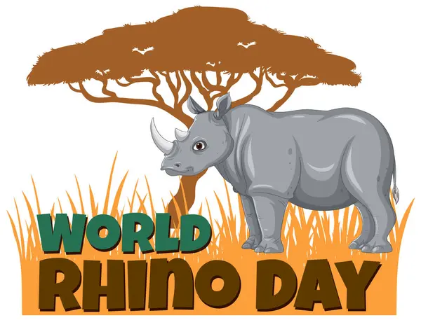 Graphique Vectoriel Rhinocéros Pour Journée Mondiale Rhinocéros — Image vectorielle
