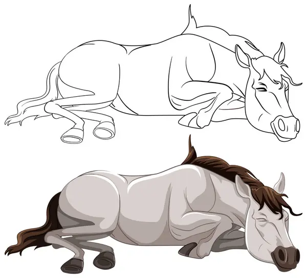 Vector Graphic Horse Lying Resting — Stock Vector