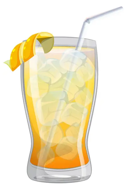 Vector Illustration Cold Citrus Beverage Straw — Stock Vector