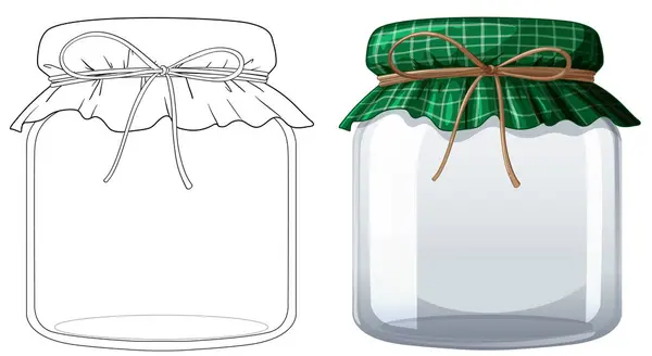 Illustration Two Glass Jars One Colored One Outlined — Stock Vector