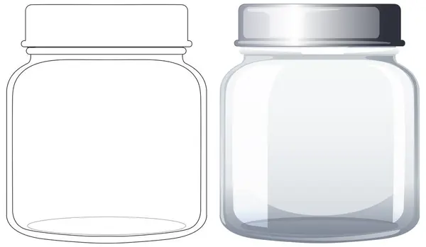 Two Glass Jars One Outlined One Shaded — Stock Vector