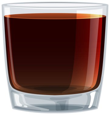 Dolu bir bardak koyu sıvının vektör grafiği