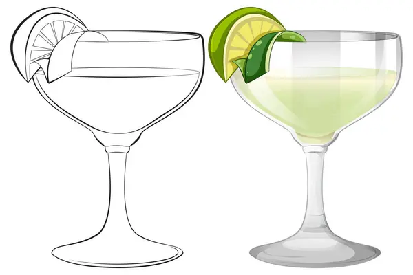 Vector Illustratie Van Een Cocktailglas Met Kalk — Stockvector