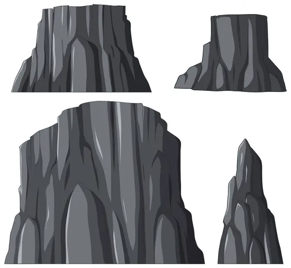 四种不同风格的带插图的岩石 — 图库矢量图片
