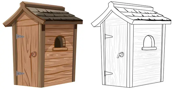 Deux Styles Maisons Chien Dessin Animé Colorées Esquissées — Image vectorielle