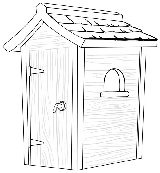 Black White Drawing Classic Outhouse — Stock Vector
