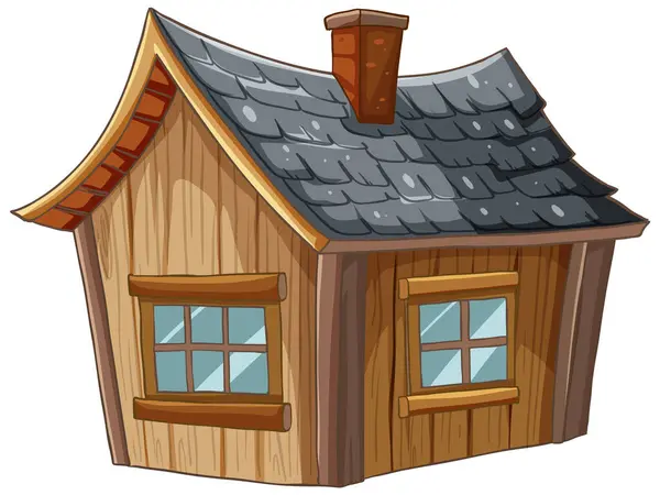 Vector Illustration Small Wooden House — Stock Vector