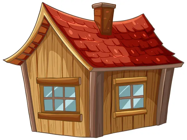 Colorful Vector Illustration Small Wooden House — Stock Vector